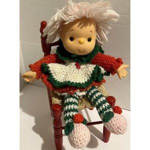 Hong Kong Strawberry Shortcake Crochet Doll Yarn Hair Red Green Christmas 1980’s